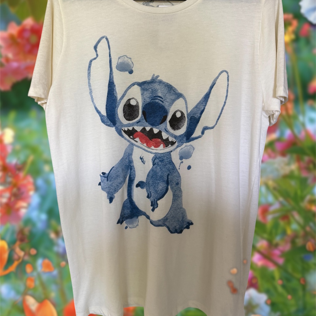 Disney White And Blue Stitch Short Sleeve Tee